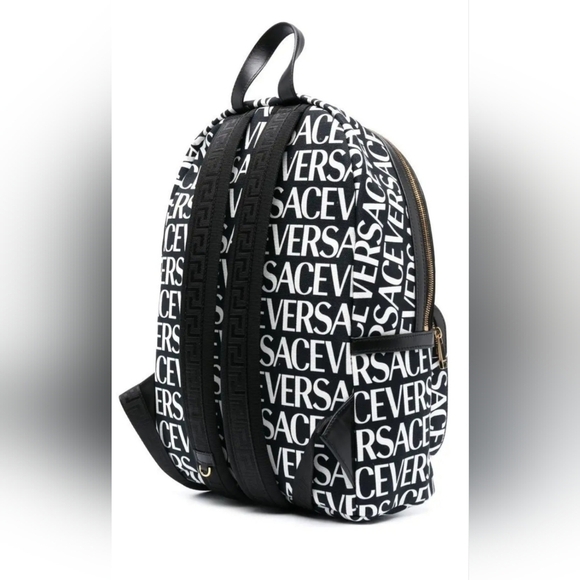 Versace Monogrammed Allover Backpack with Gold Hardware and Black Leather (NWT) - Picture 7 of 16